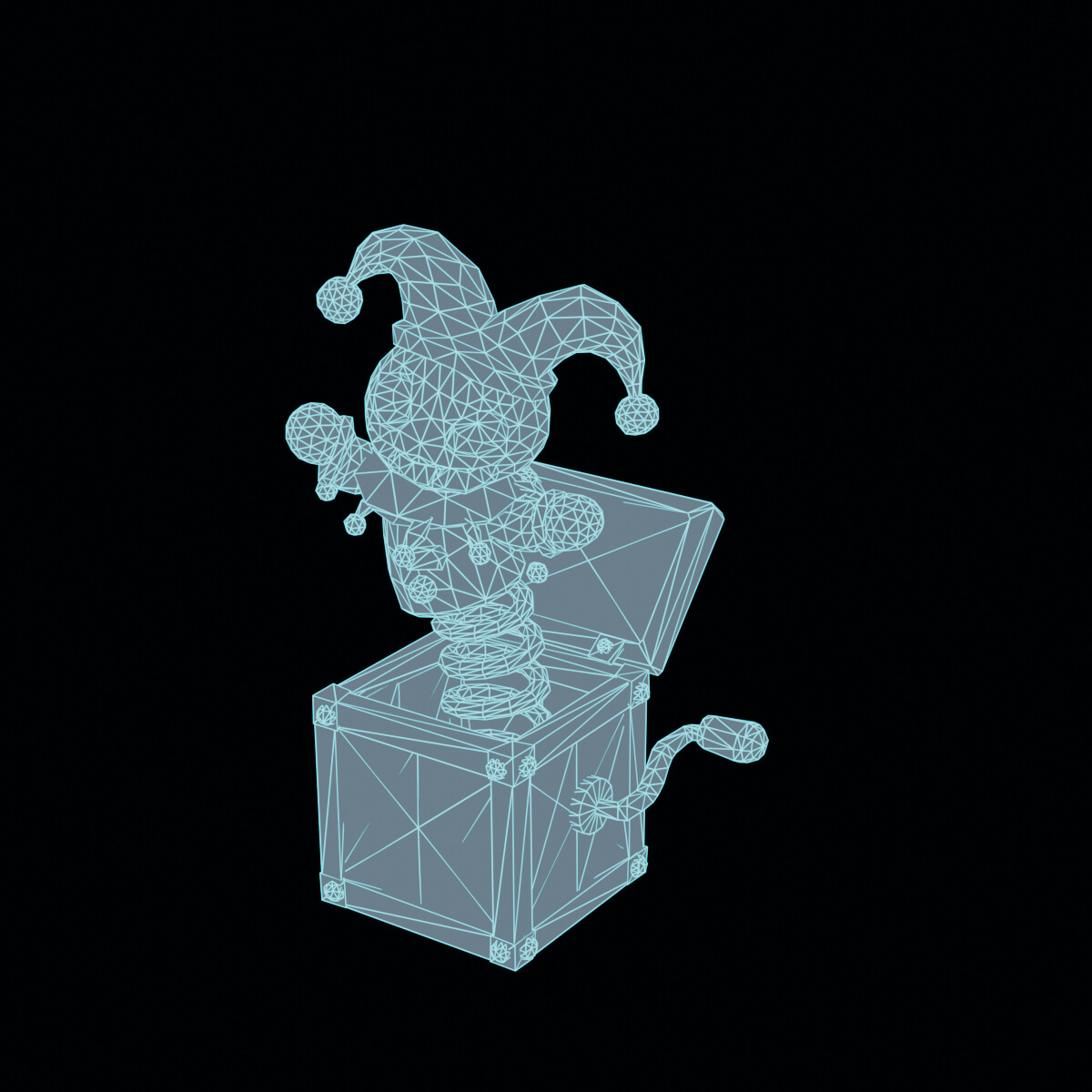 Stylized Low Poly Pumpkin Jester Jack in the Box 3D Model