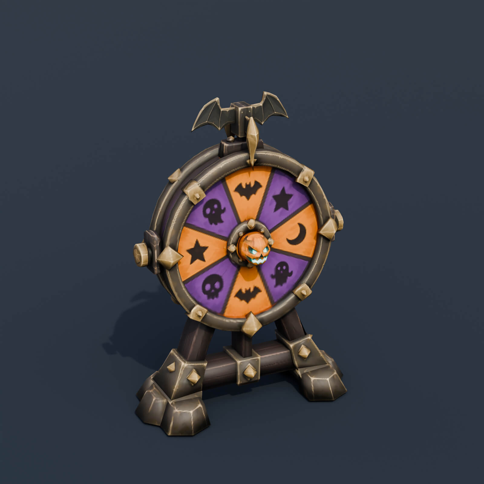 Stylized Low Poly Pumpkin Prize Wheel 3D Model