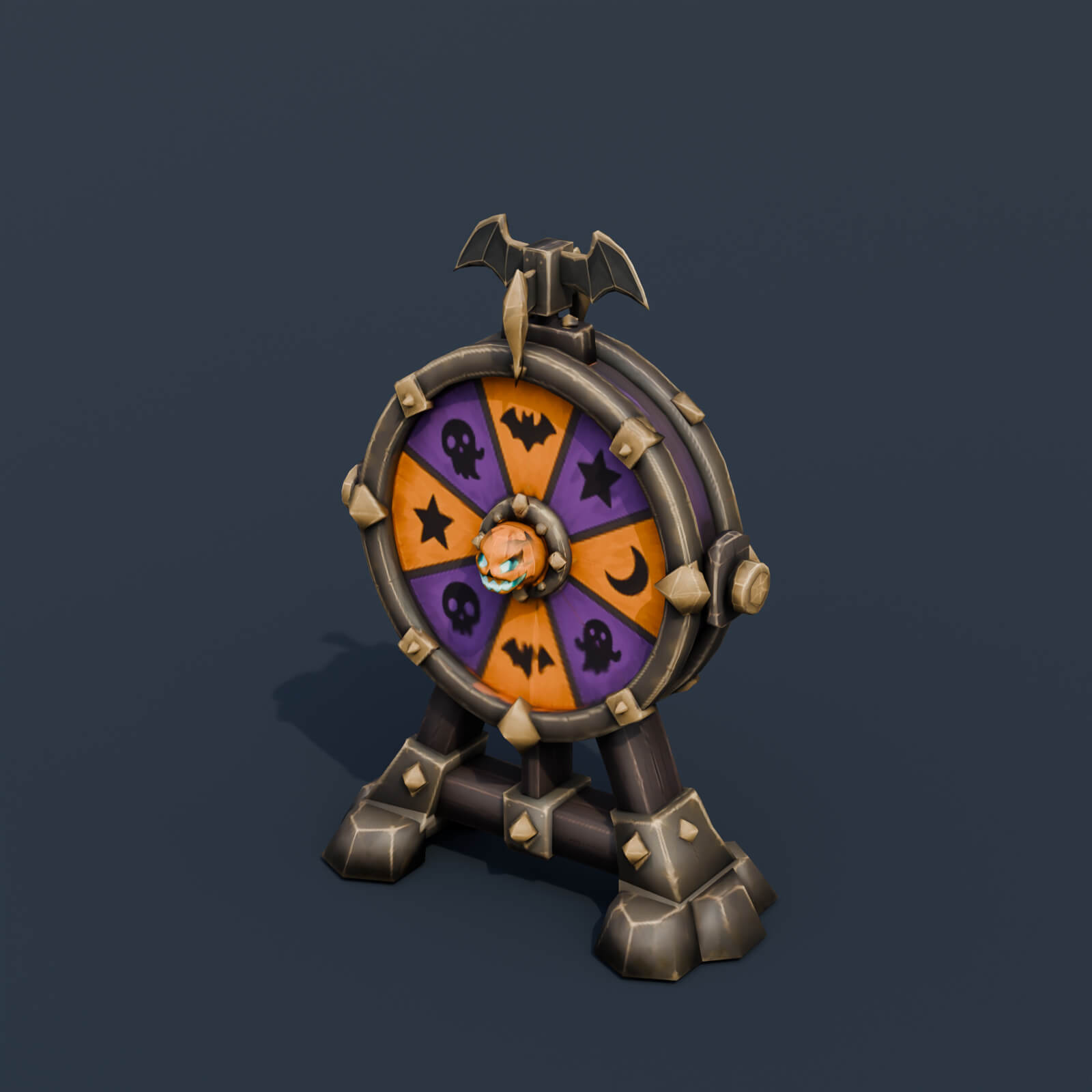 Stylized Low Poly Pumpkin Prize Wheel 3D Model