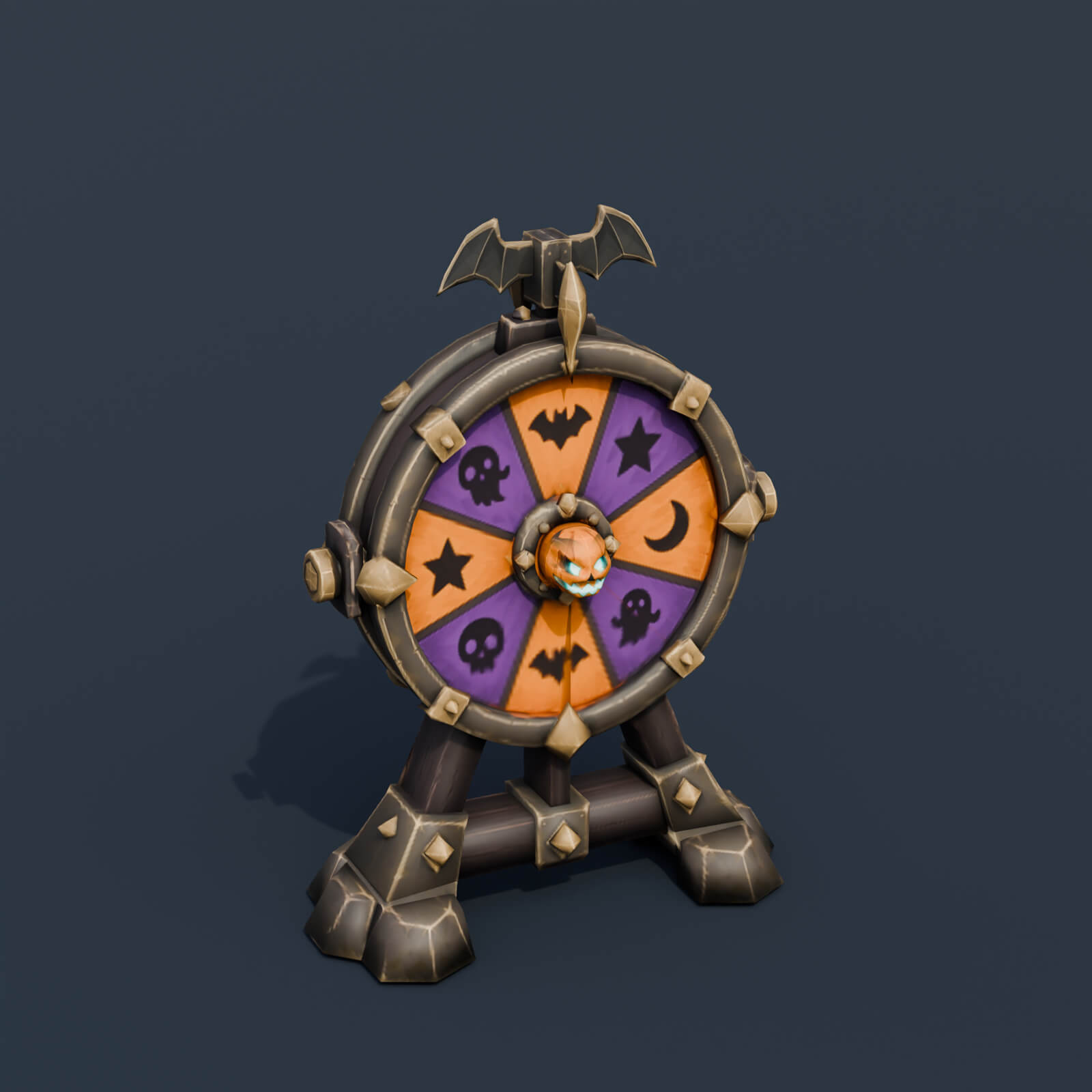 Stylized Low Poly Pumpkin Prize Wheel 3D Model