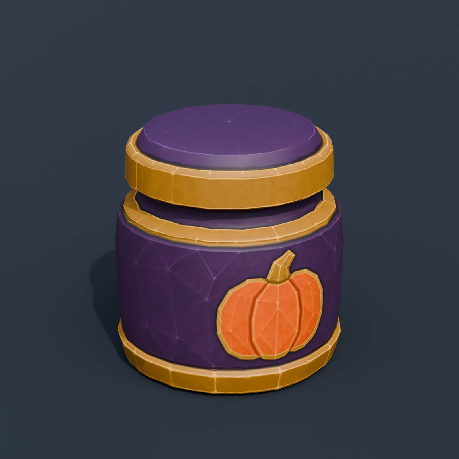 Stylized Low Poly Pumpkin Spice Jar 3D Model
