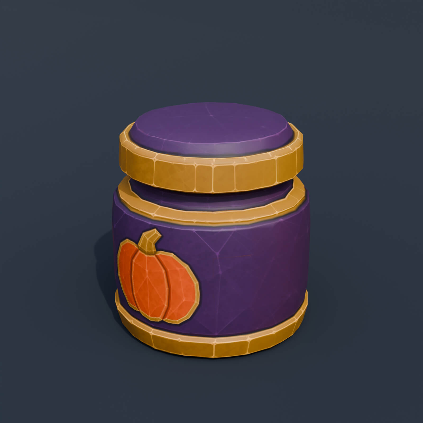 Stylized Low Poly Pumpkin Spice Jar 3D Model