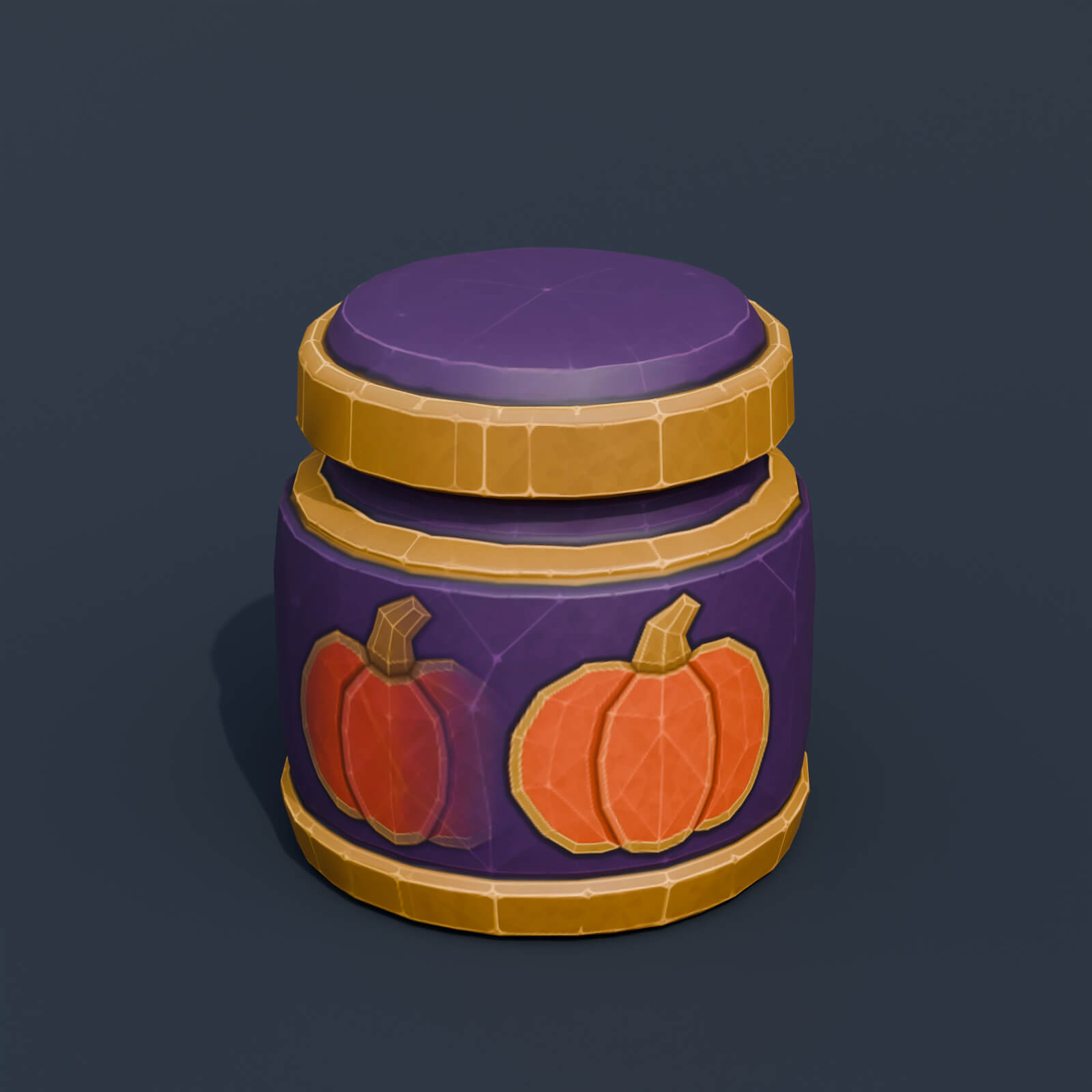 Stylized Low Poly Pumpkin Spice Jar 3D Model