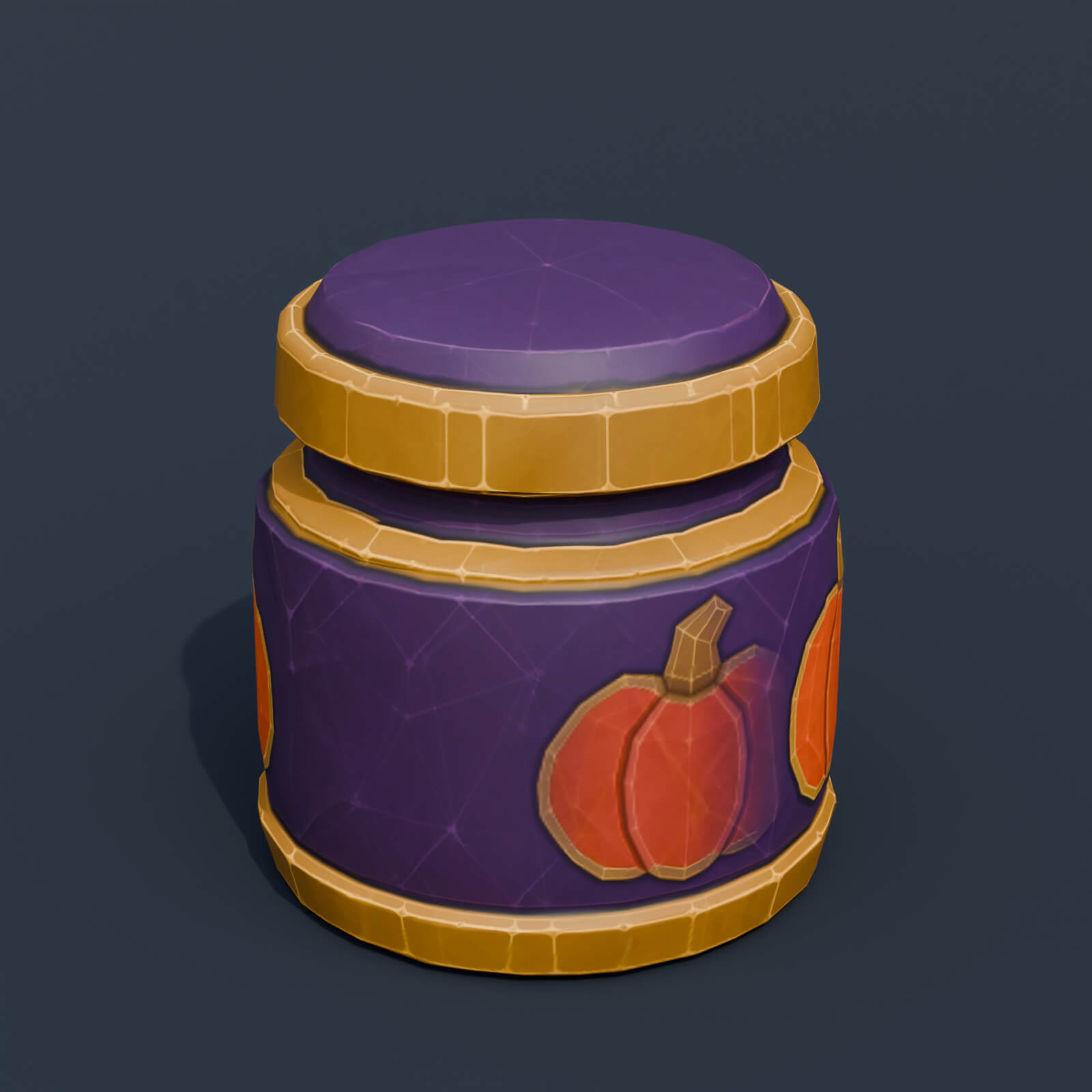 Stylized Low Poly Pumpkin Spice Jar 3D Model