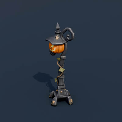 Stylized Low Poly Pumpkin Streetlamp