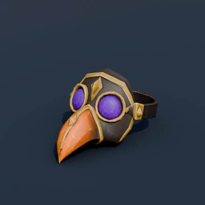 Stylized Low Poly Raven Beak Plague Mask