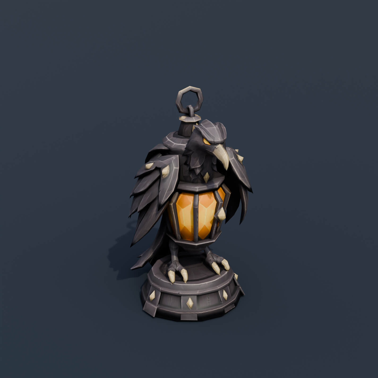 Stylized Low Poly Raven Lantern 3D Model