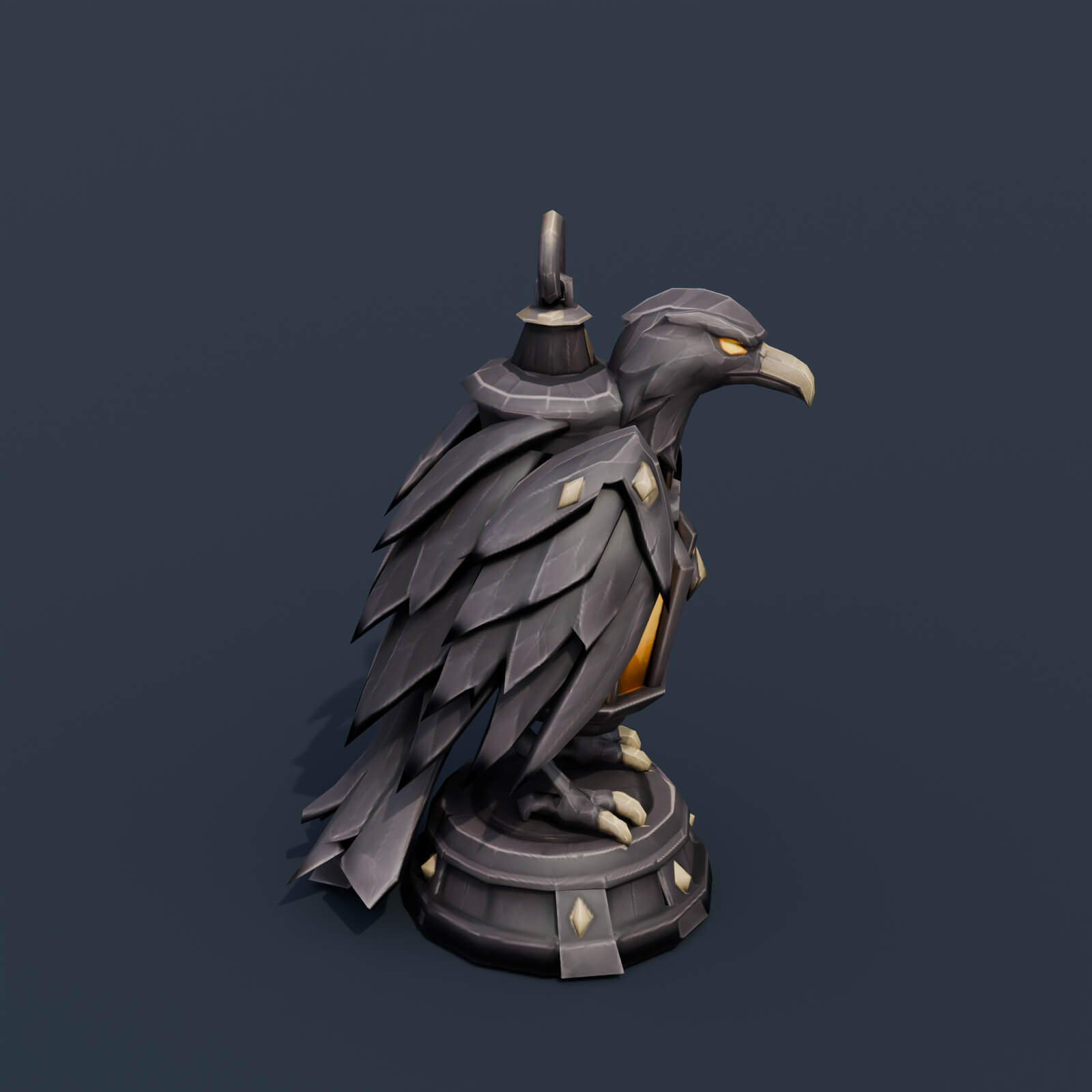 Stylized Low Poly Raven Lantern 3D Model