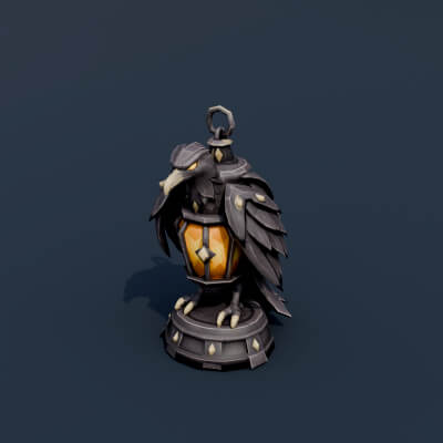 Stylized Low Poly Raven Lantern