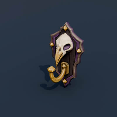 Stylized Low Poly Raven Skull Wall Hook