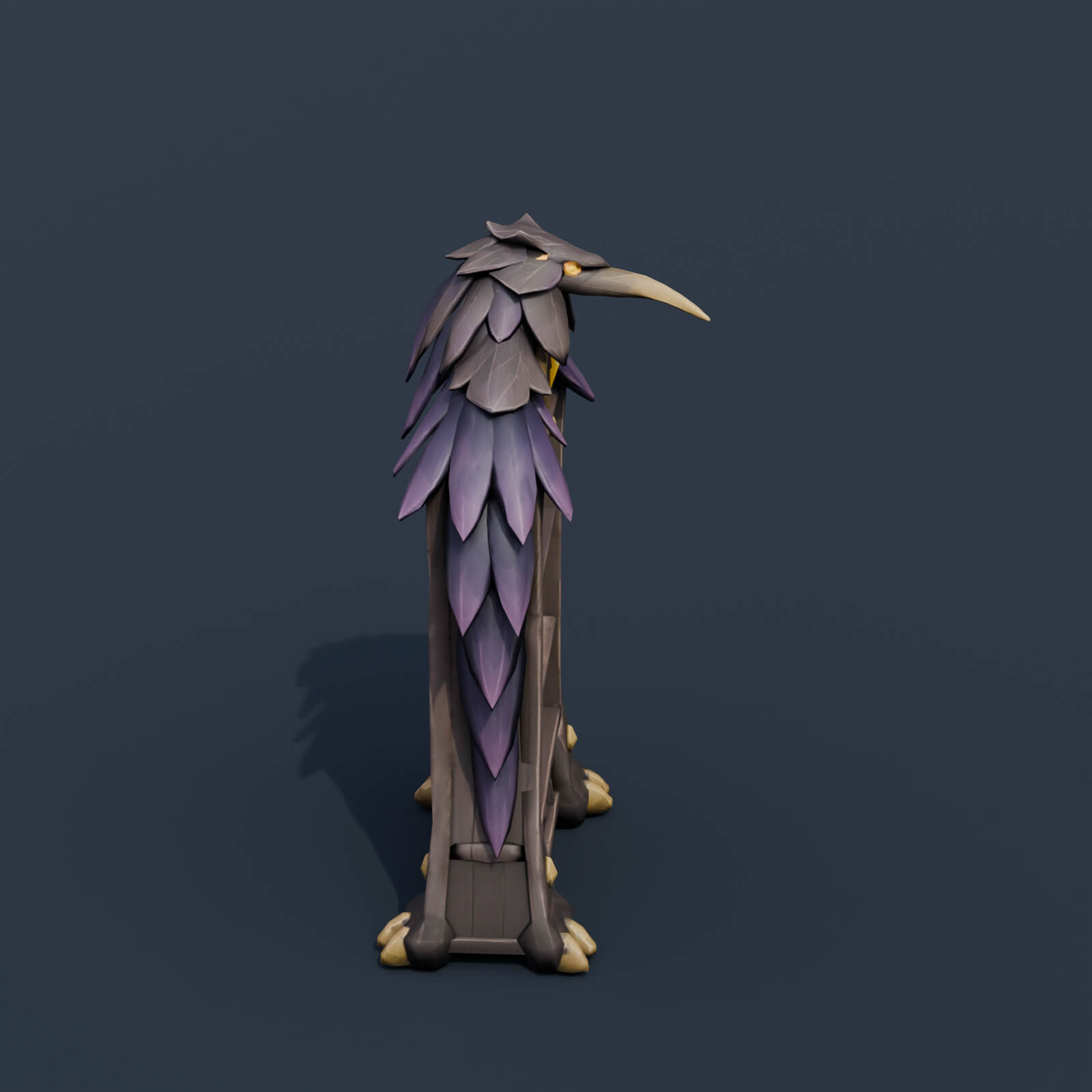 Stylized Low Poly Raven Wing Bookshelf 3D Model