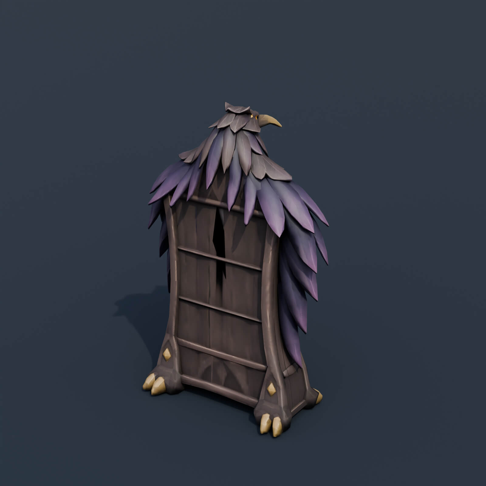 Stylized Low Poly Raven Wing Bookshelf 3D Model