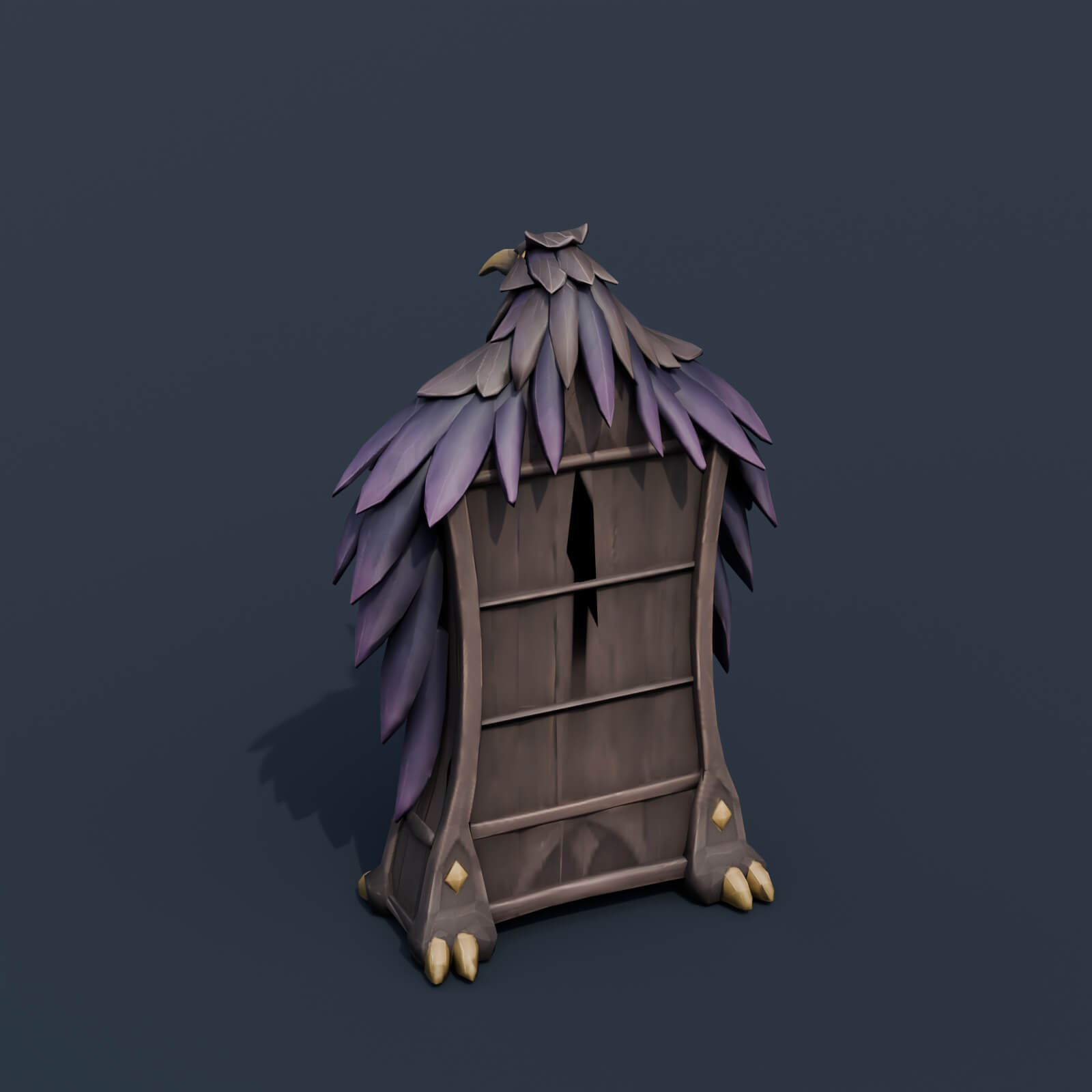 Stylized Low Poly Raven Wing Bookshelf 3D Model