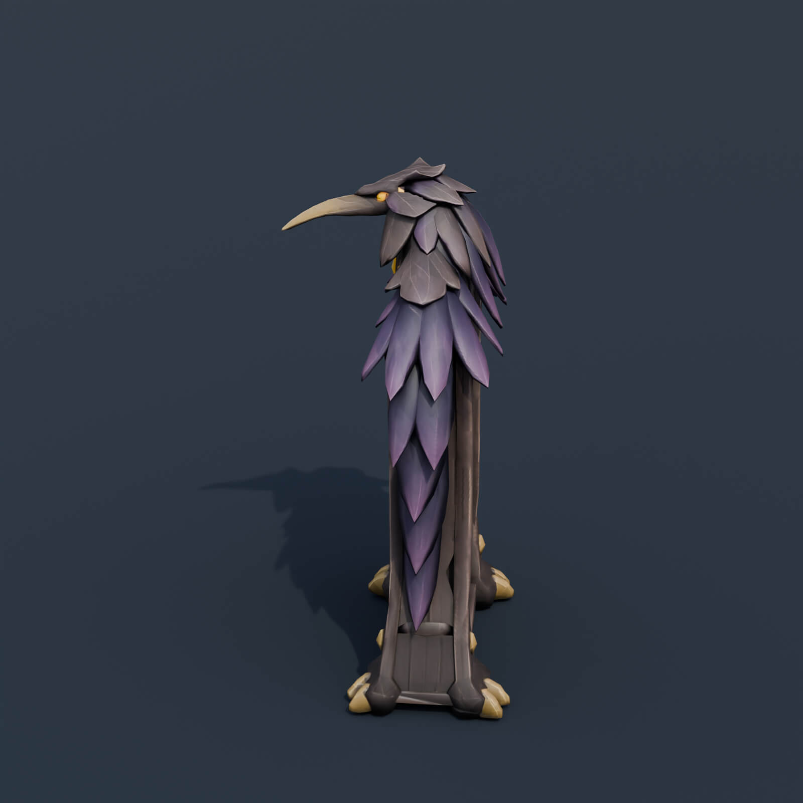 Stylized Low Poly Raven Wing Bookshelf 3D Model