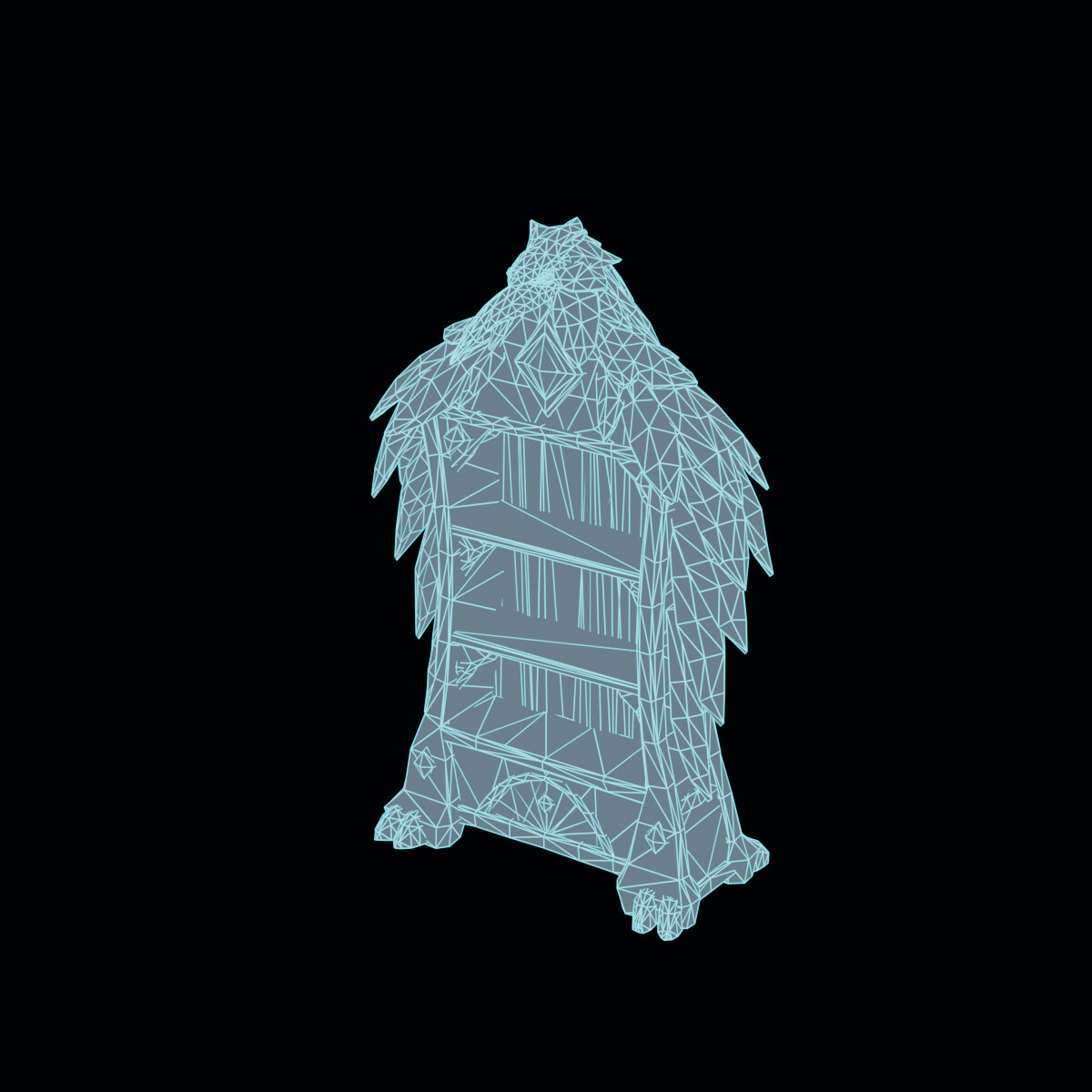 Stylized Low Poly Raven Wing Bookshelf 3D Model
