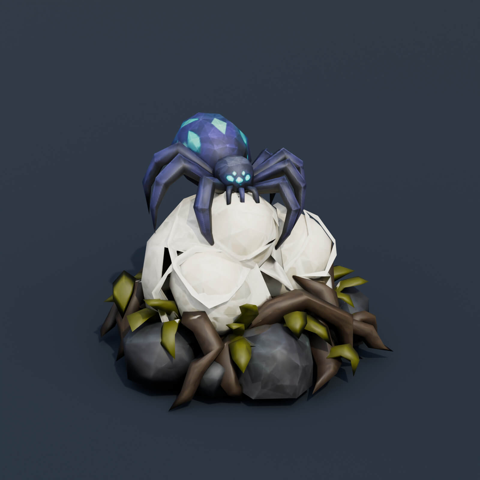 Stylized Low Poly Runic Swamp Stone 3D Model