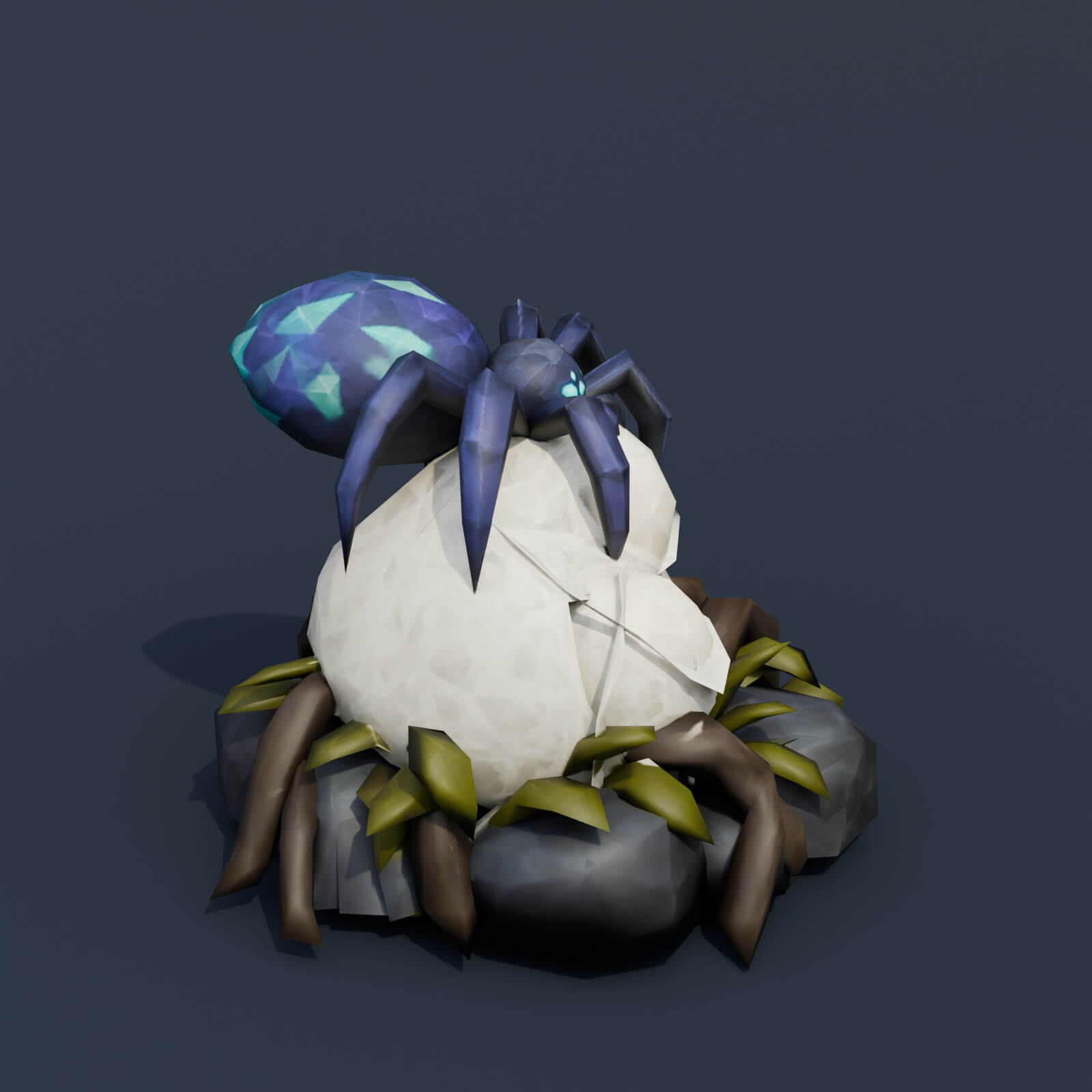 Stylized Low Poly Runic Swamp Stone 3D Model