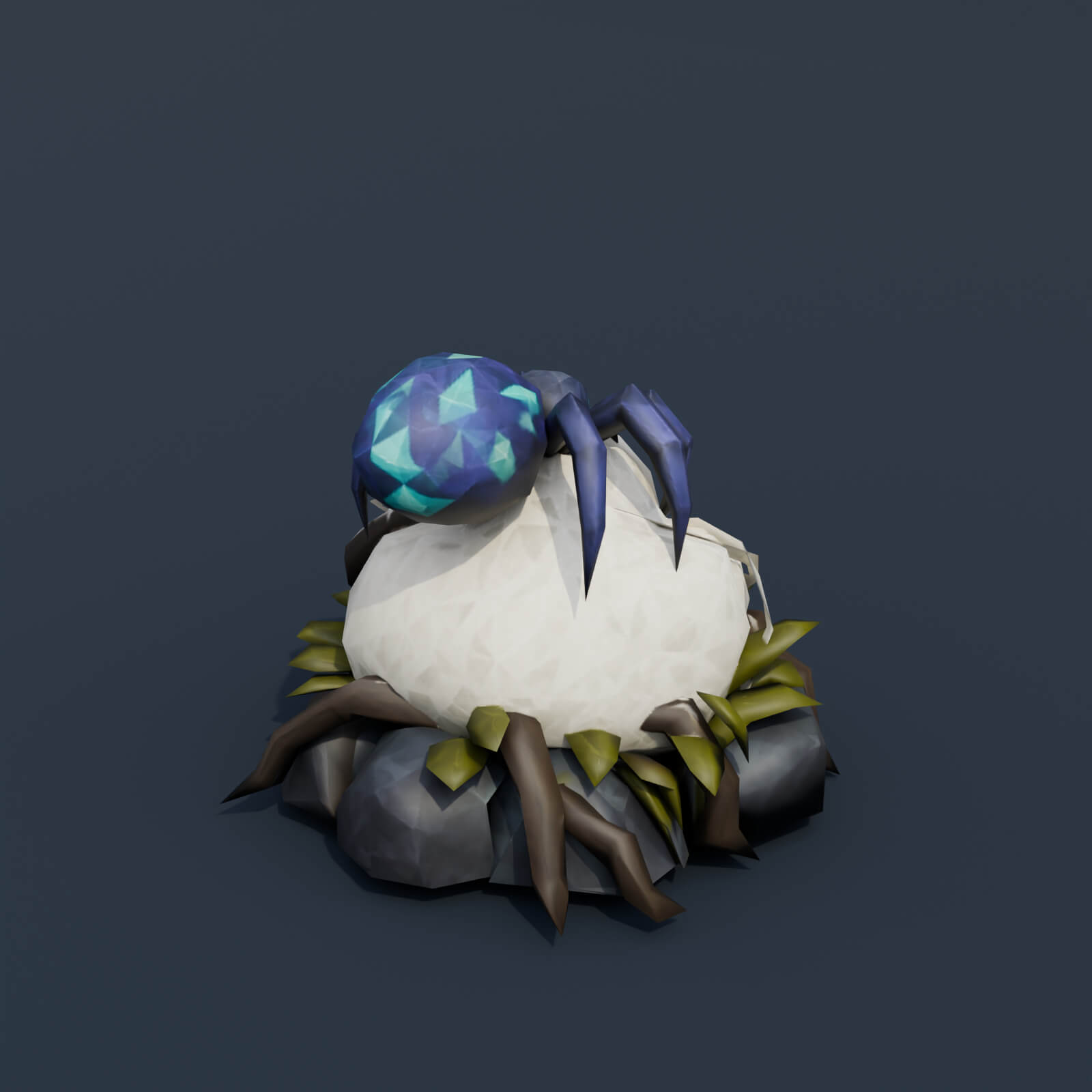 Stylized Low Poly Runic Swamp Stone 3D Model