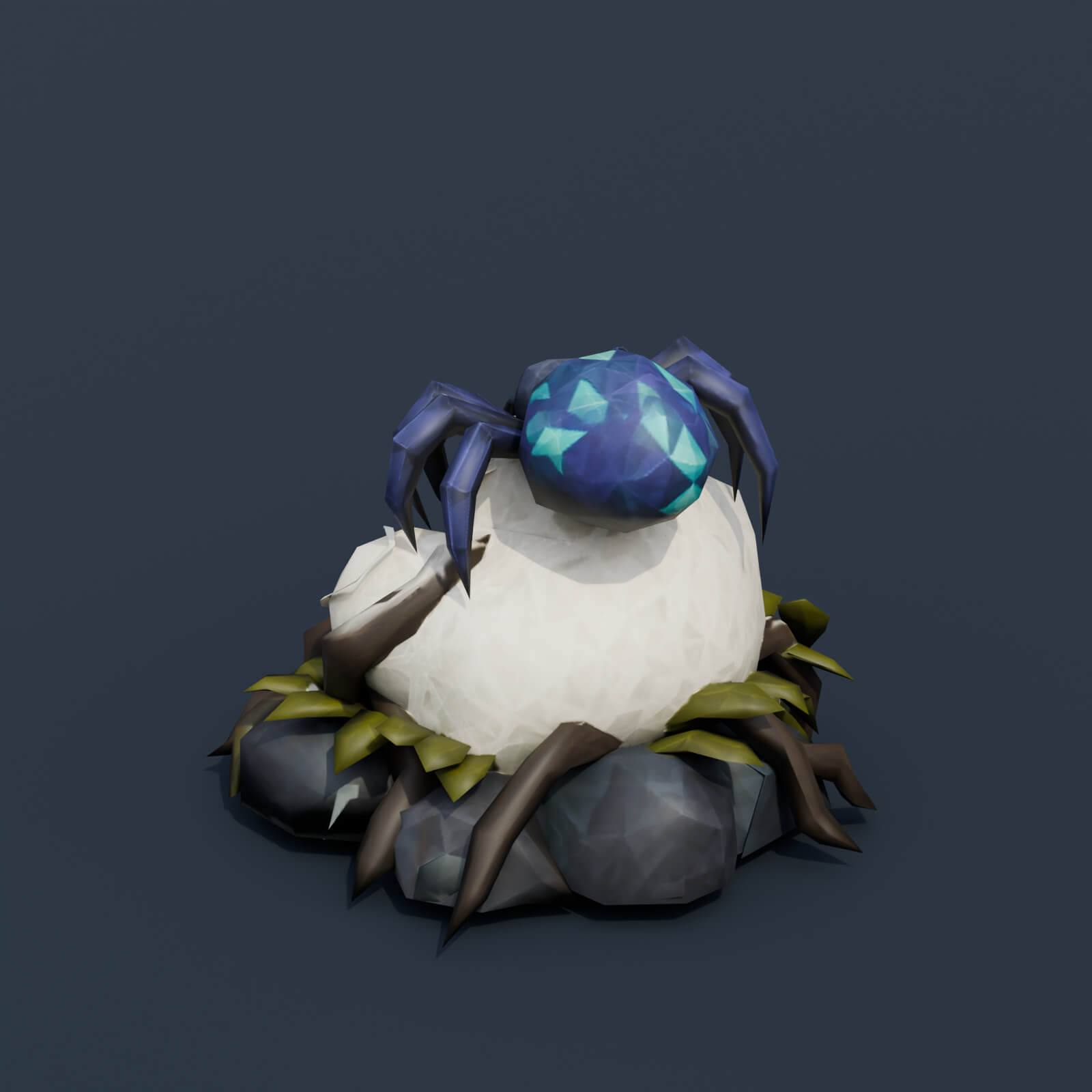 Stylized Low Poly Runic Swamp Stone 3D Model