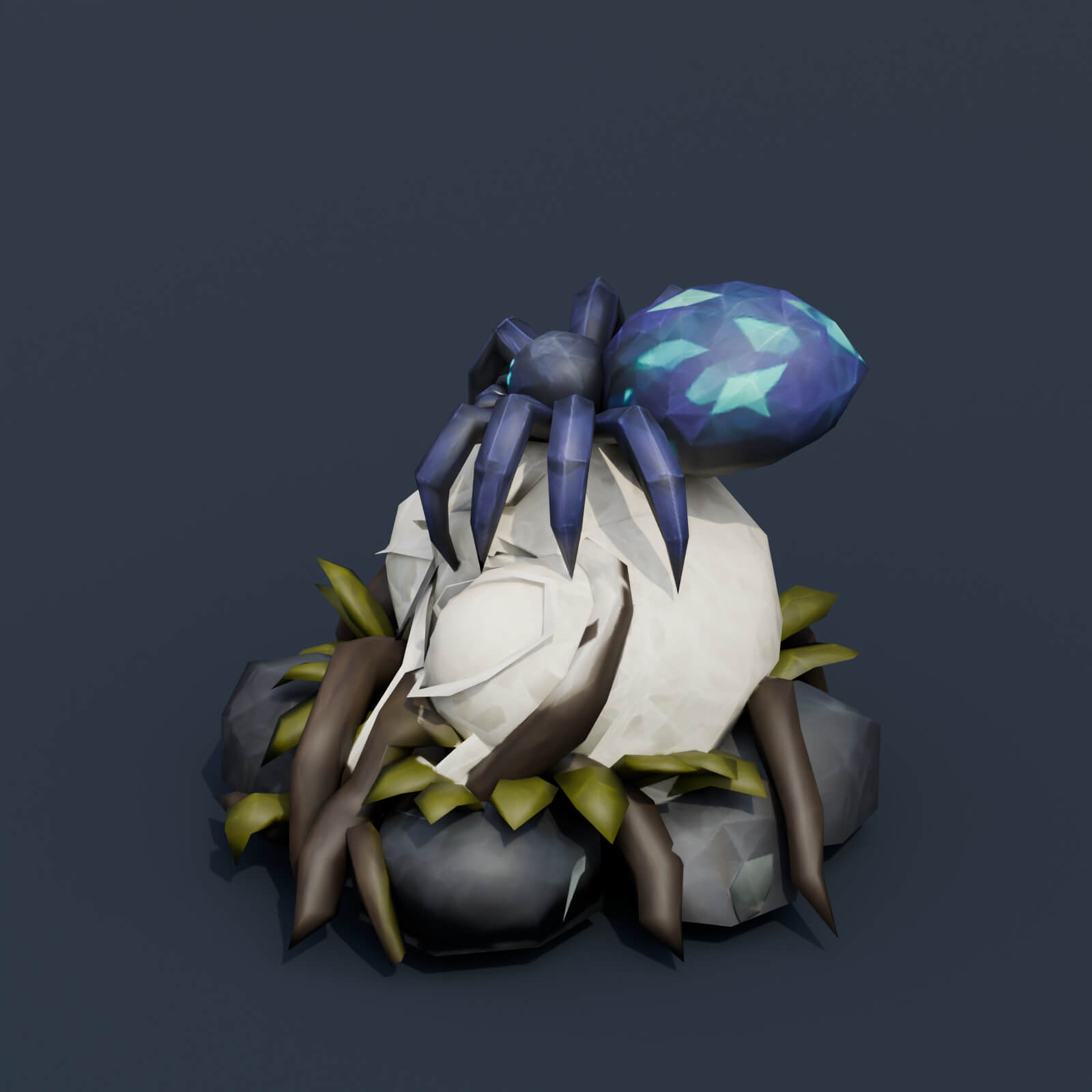 Stylized Low Poly Runic Swamp Stone 3D Model