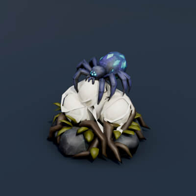 Stylized Low Poly Runic Swamp Stone