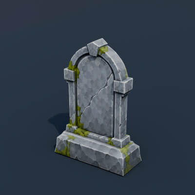 Stylized Low Poly Simple Rounded Headstone