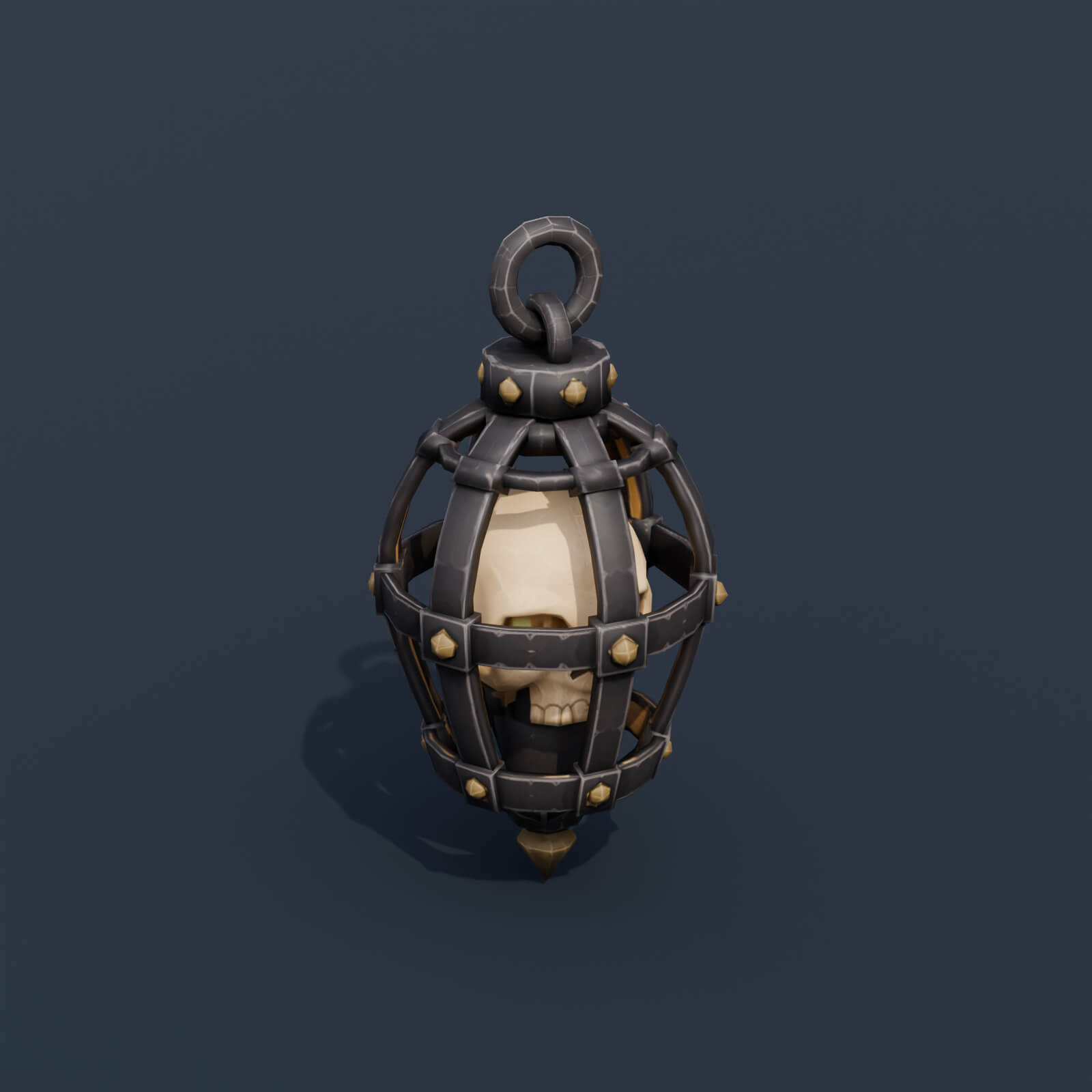 Stylized Low Poly Skull Cage Lantern 3D Model