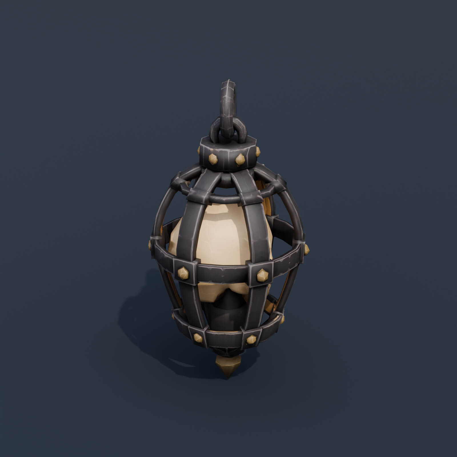 Stylized Low Poly Skull Cage Lantern 3D Model