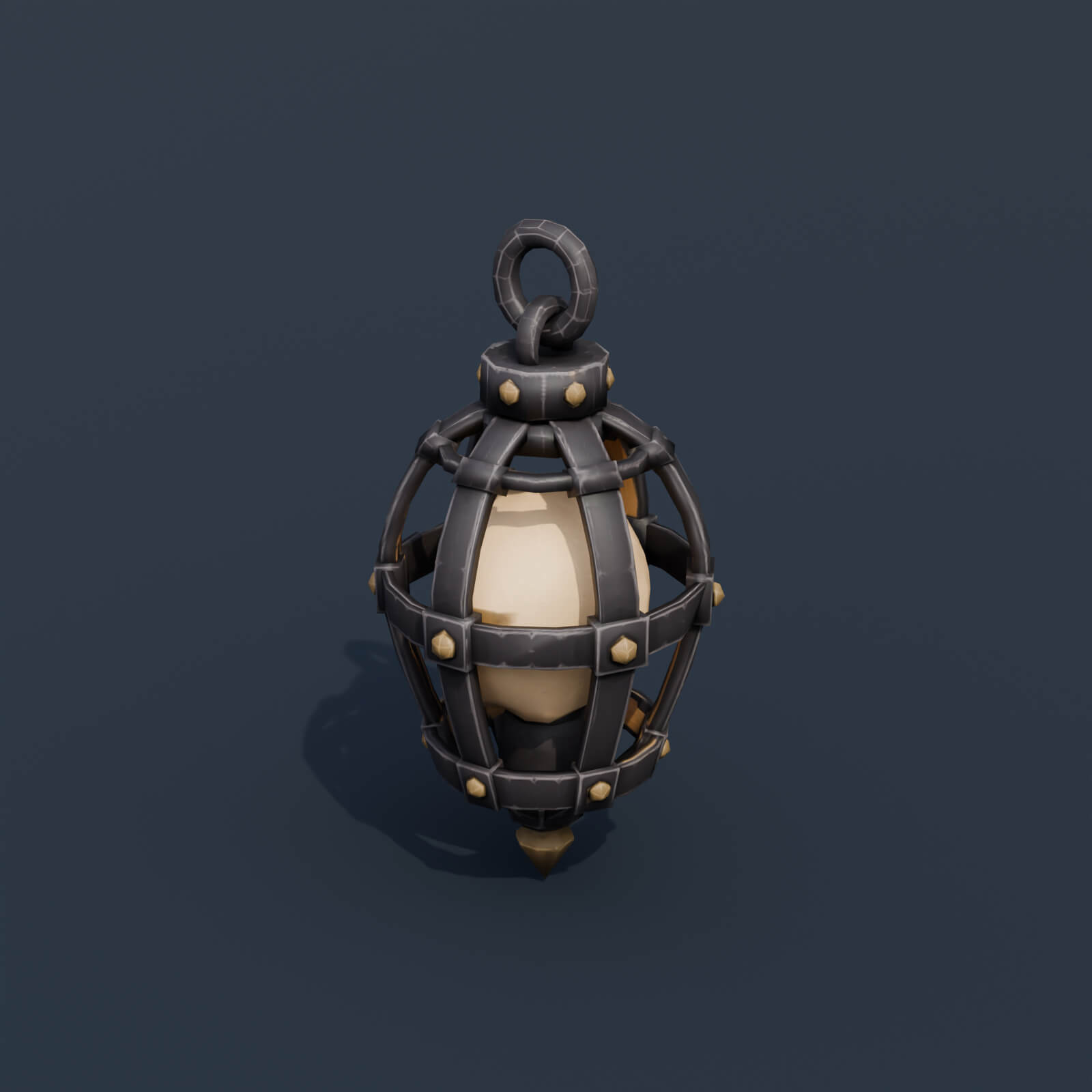 Stylized Low Poly Skull Cage Lantern 3D Model
