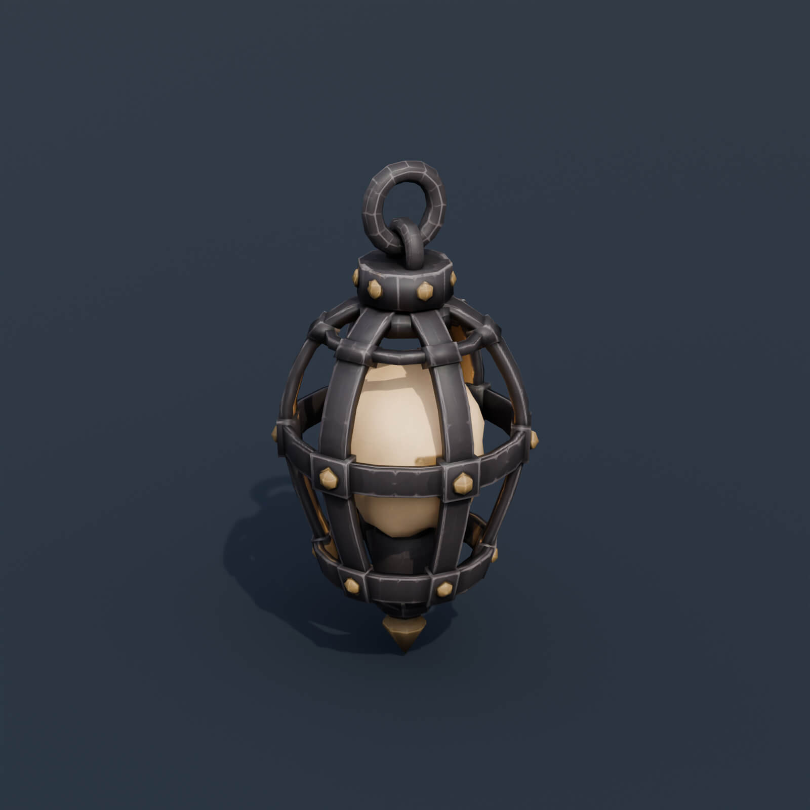 Stylized Low Poly Skull Cage Lantern 3D Model