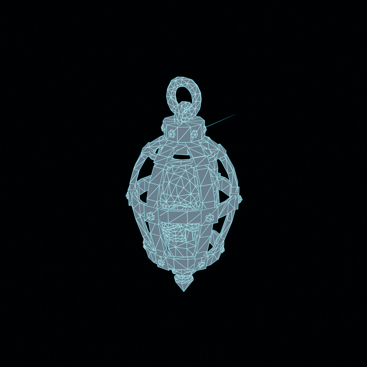 Stylized Low Poly Skull Cage Lantern 3D Model