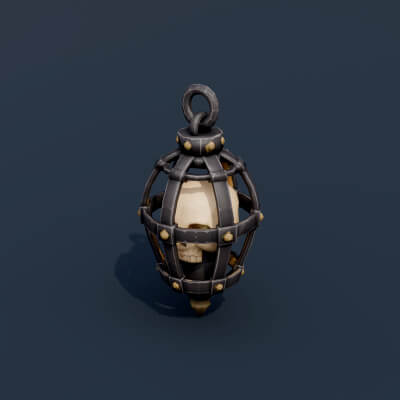 Stylized Low Poly Skull Cage Lantern