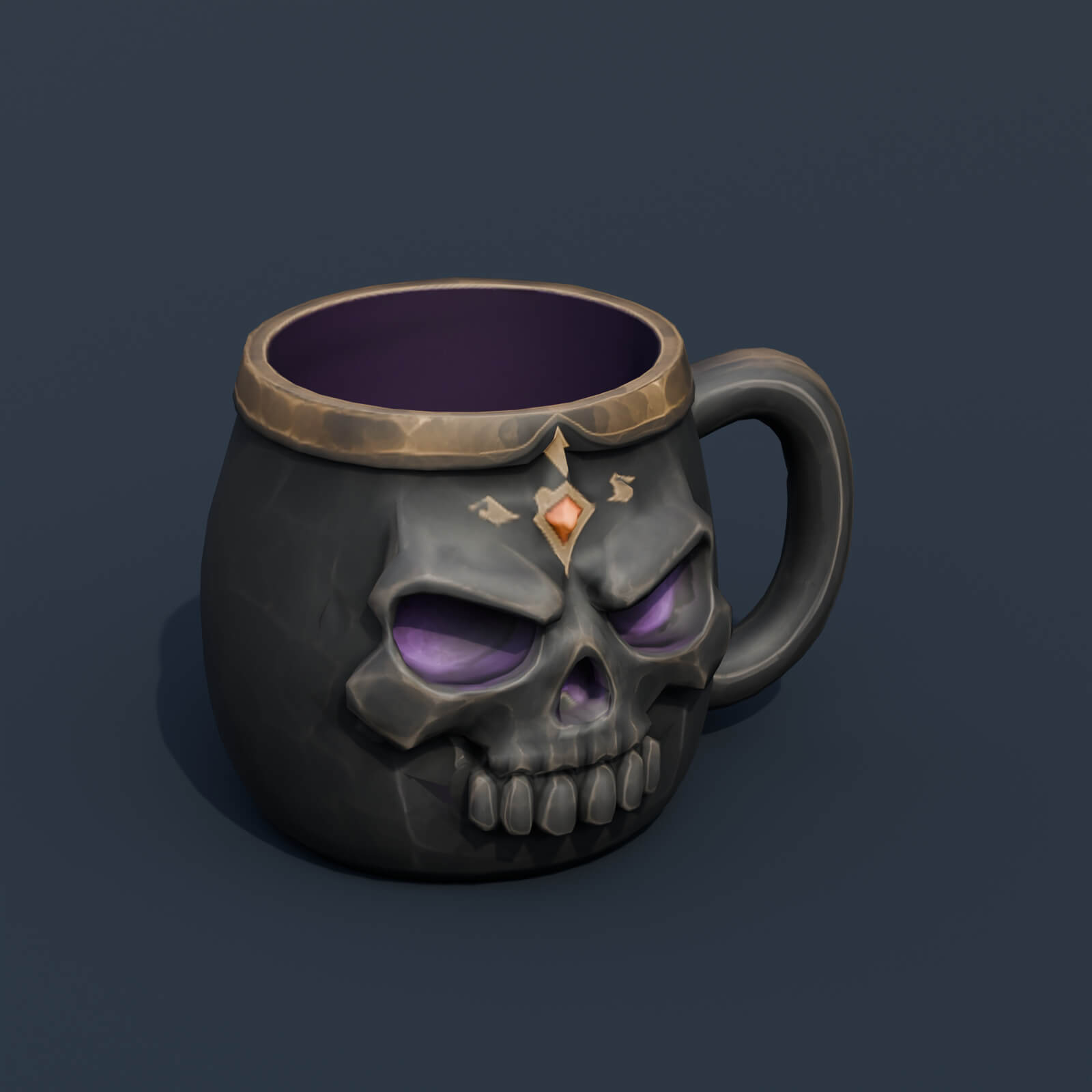Stylized Low Poly Skull Coffee Mug 3D Model