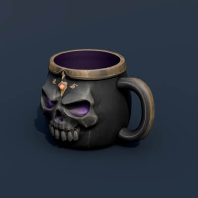 Stylized Low Poly Skull Coffee Mug