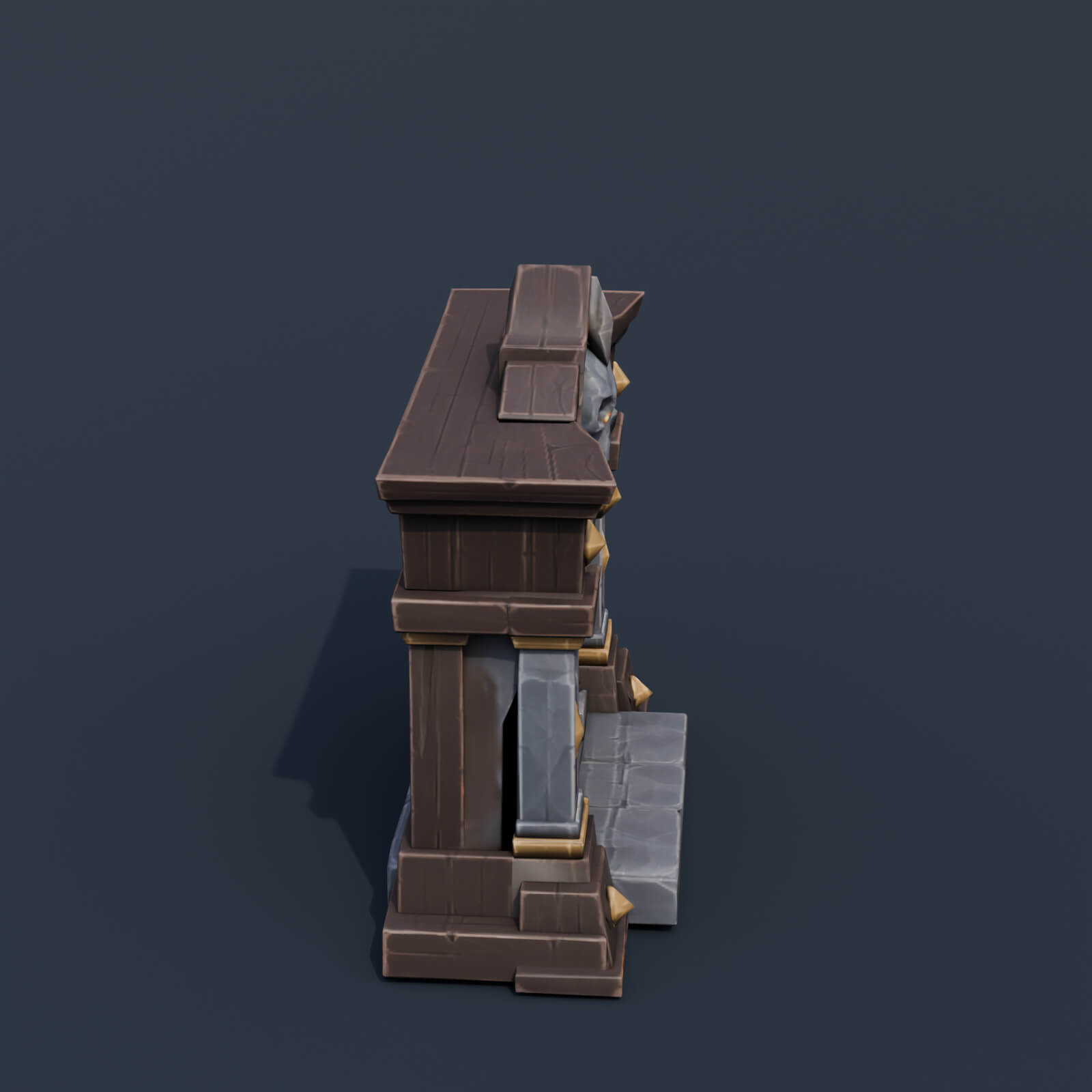 Stylized Low Poly Skull Fireplace 3D Model