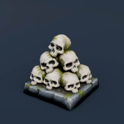 Stylized Low Poly Skull Pile