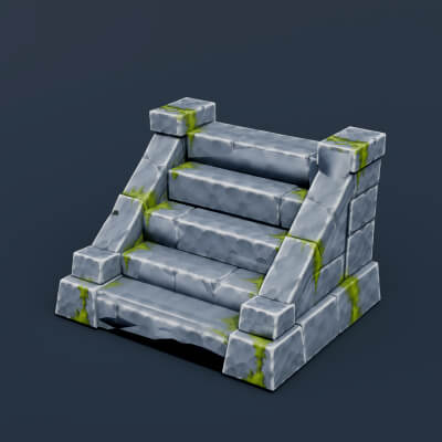 Stylized Low Poly Small Stone Staircase