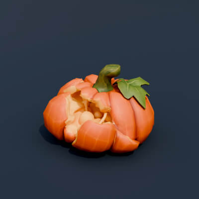 Stylized Low Poly Smashed Pumpkin