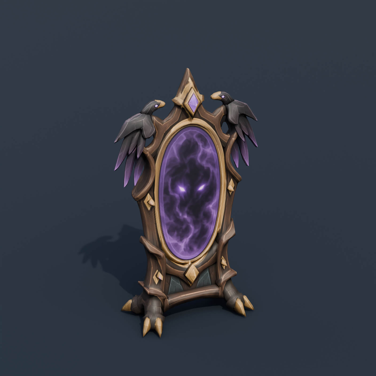 Stylized Low Poly Speaking Magic Mirror 3D Model