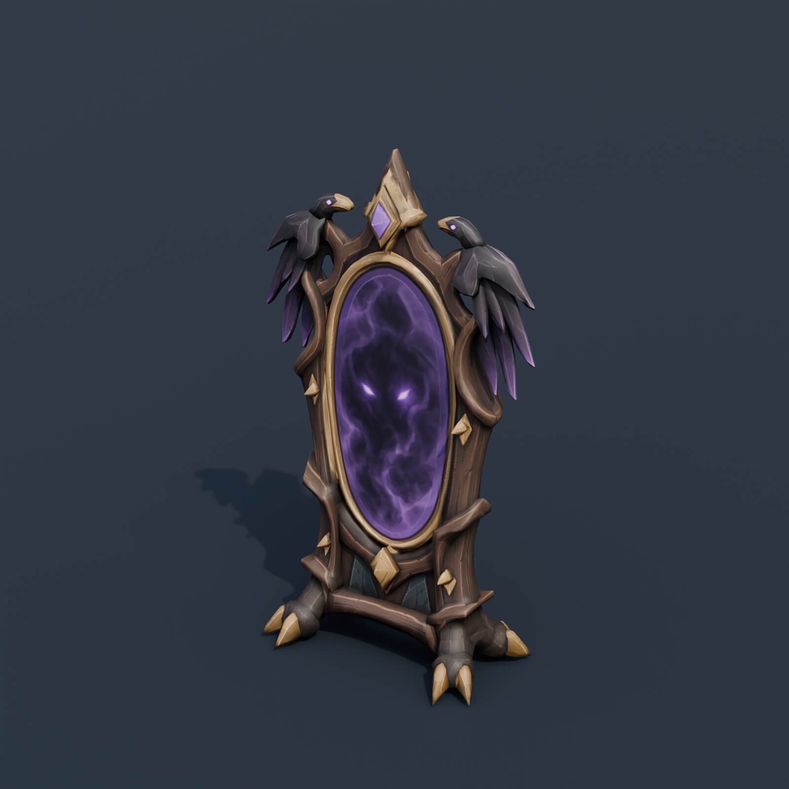 Stylized Low Poly Speaking Magic Mirror 3D Model