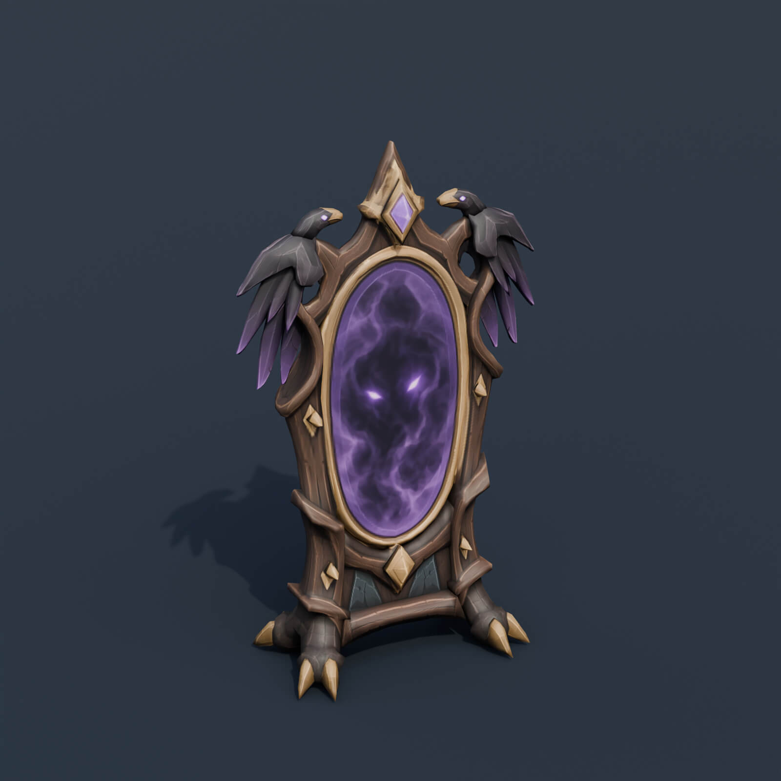 Stylized Low Poly Speaking Magic Mirror 3D Model