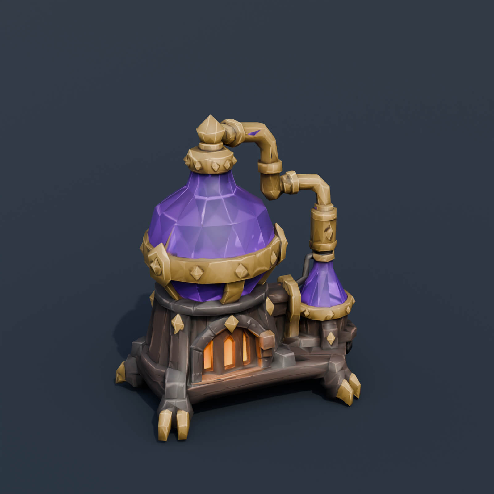 Stylized Low Poly Spectral Portal Arch 3D Model