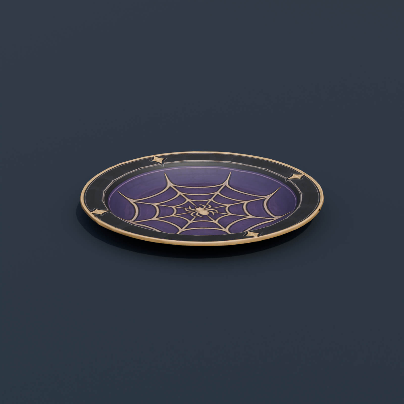 Stylized Low Poly Spiderweb Dinner Plate 3D Model