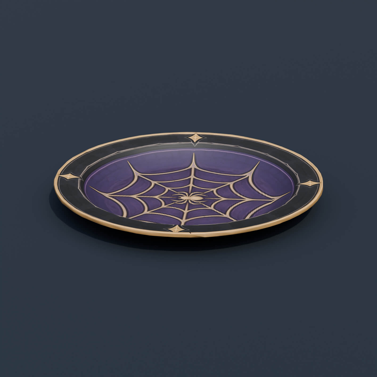 Stylized Low Poly Spiderweb Dinner Plate 3D Model