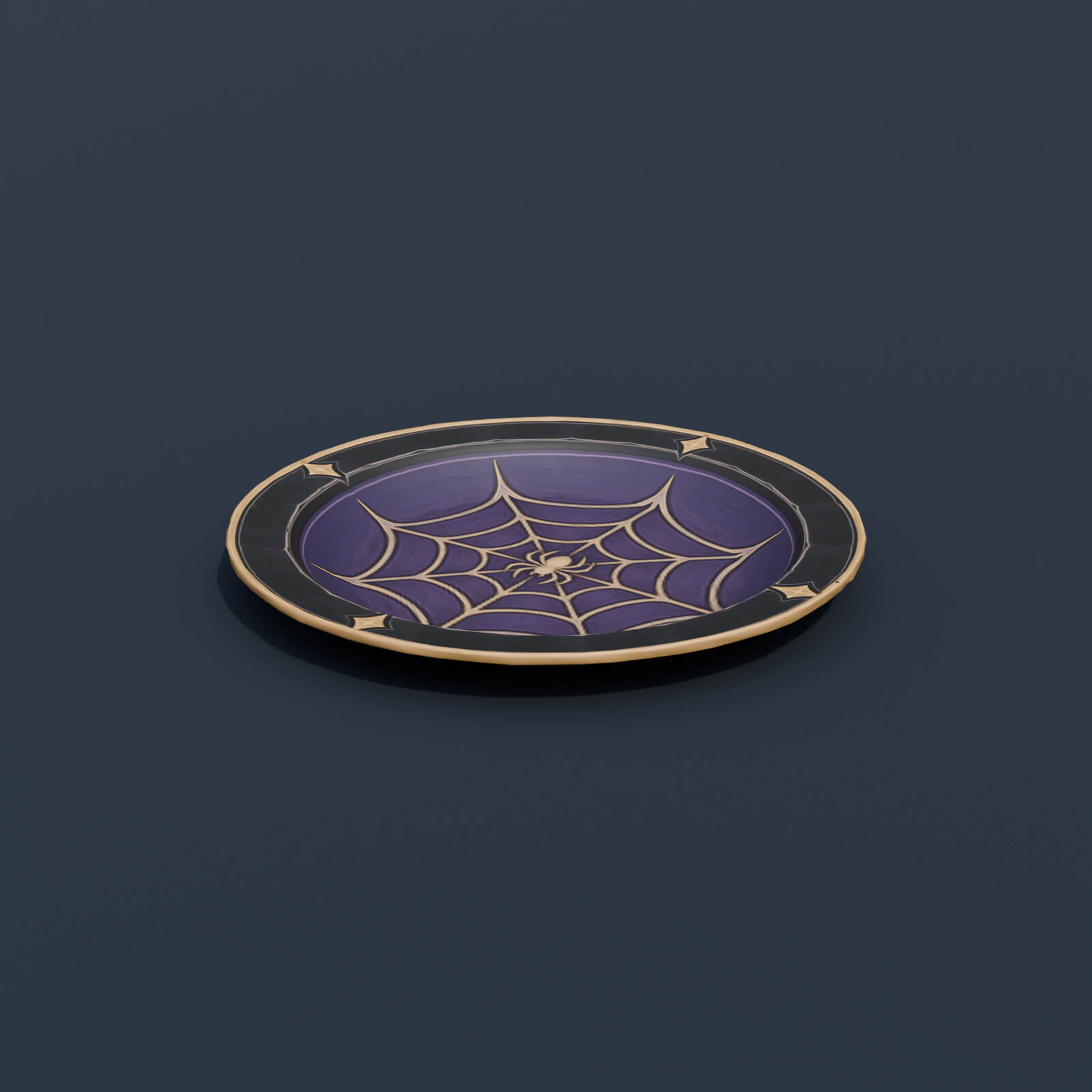 Stylized Low Poly Spiderweb Dinner Plate 3D Model