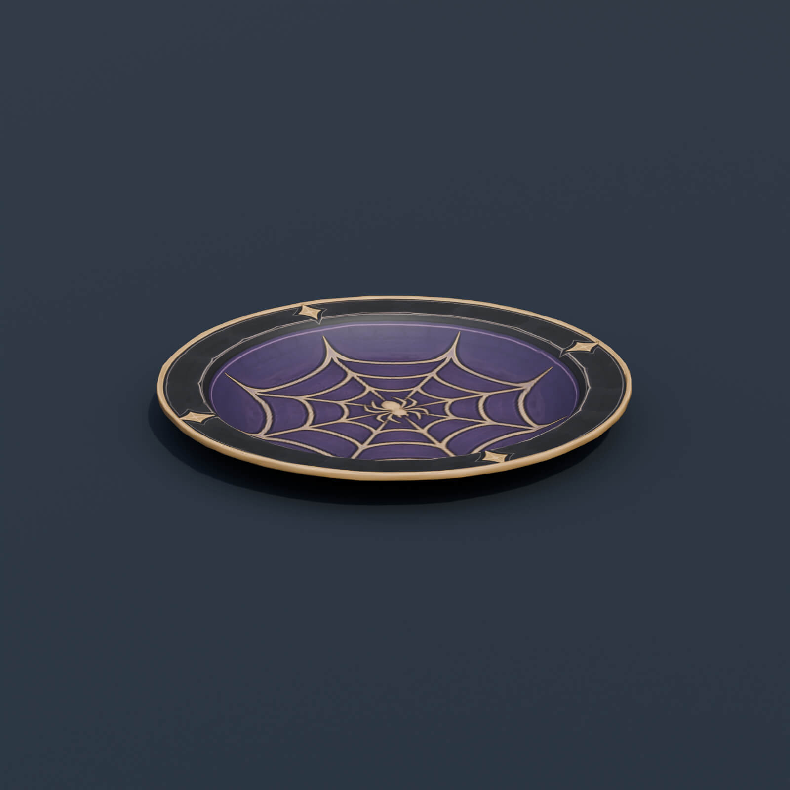 Stylized Low Poly Spiderweb Dinner Plate 3D Model