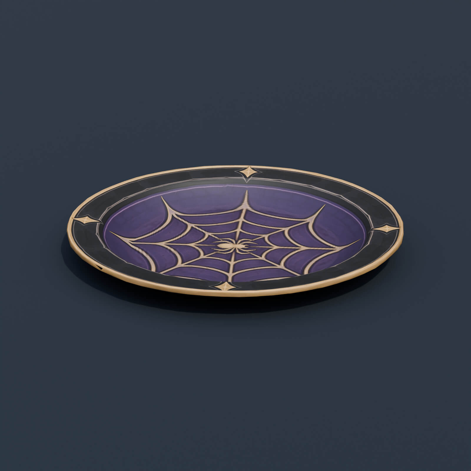 Stylized Low Poly Spiderweb Dinner Plate 3D Model