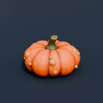 Stylized Low Poly Squat Warty Pumpkin