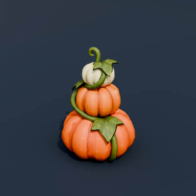 Stylized Low Poly Stacked Pumpkin Tower