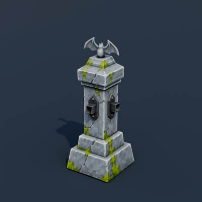 Stylized Low Poly Stone Fence Pillar